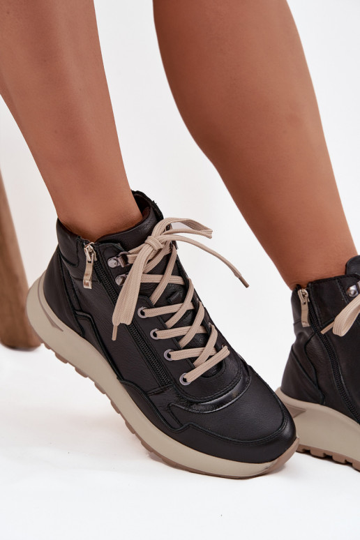 Aulinukai Sportinio stiliaus Moteriškas su platformasuĮjungtaturalnej Skóry Zazoo Z1239 juodos spalvos