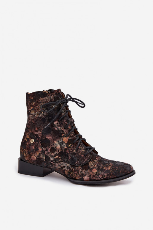 iš zomšos Raštuotas Aulinukai su plačiais kulniukais Tai turiciejka 06391-02 Juodos ir-aukso spalvos