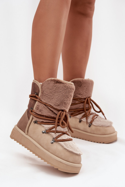 sniego batai Moteriškas su kailiuku D.Franklin DFSH370012 smėlio spalvos