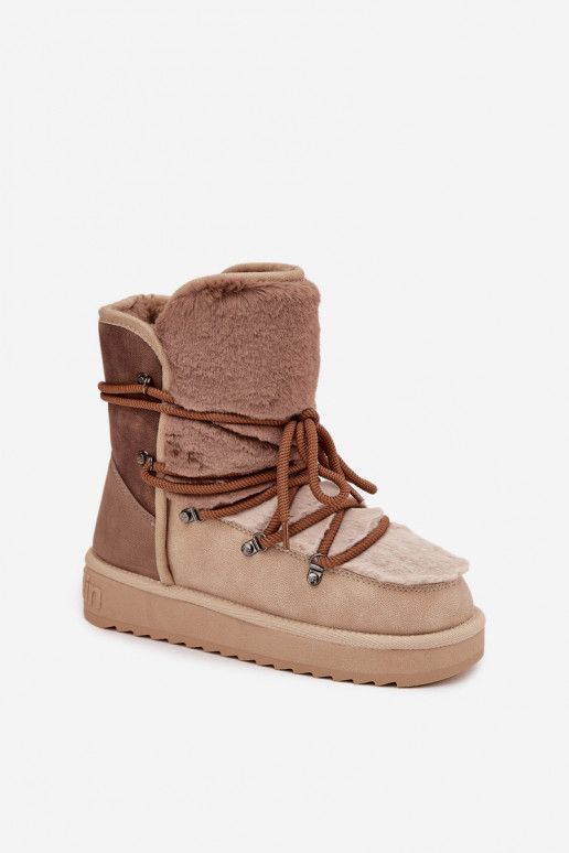 sniego batai Moteriškas su kailiuku D.Franklin DFSH370012 smėlio spalvos