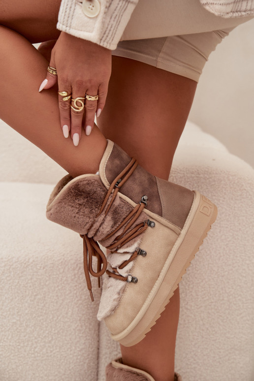 sniego batai Moteriškas su kailiuku D.Franklin DFSH370012 smėlio spalvos