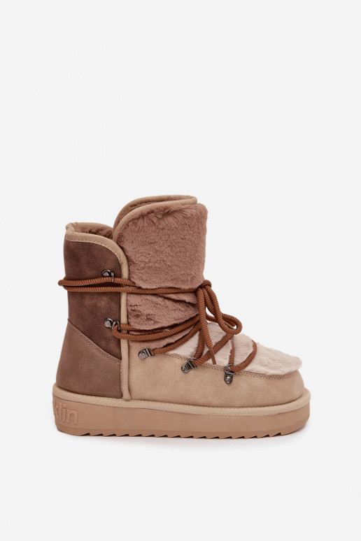 sniego batai Moteriškas su kailiuku D.Franklin DFSH370012 smėlio spalvos