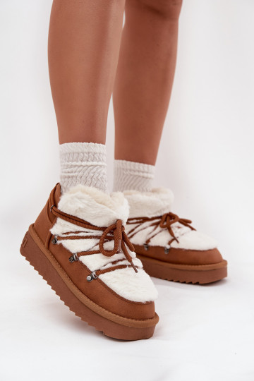 Žemas sniego batai su platforma su kailiuku D.Franklin DFSH370011 rudos spalvos 2