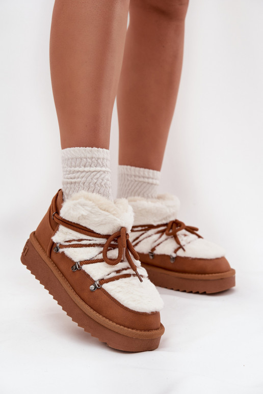 Žemas sniego batai su platforma su kailiuku D.Franklin DFSH370011 rudos spalvos