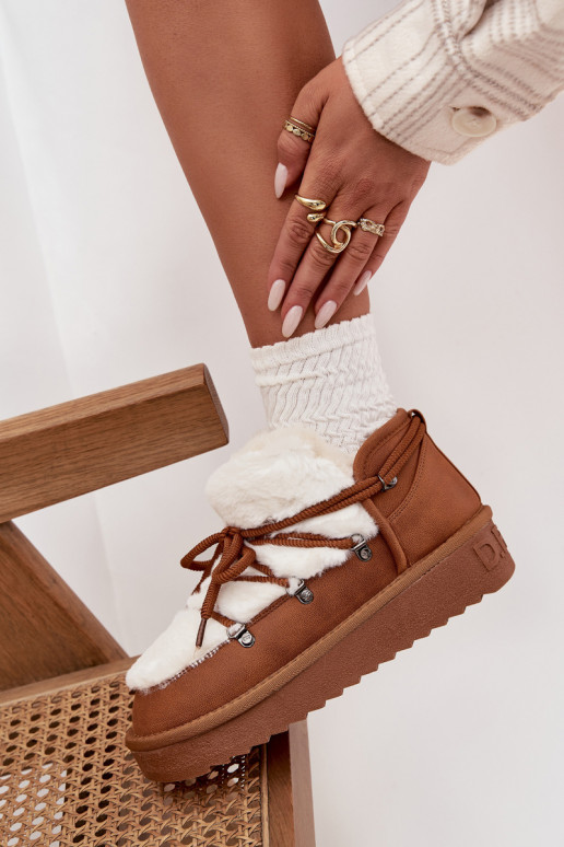 Žemas sniego batai su platforma su kailiuku D.Franklin DFSH370011 rudos spalvos