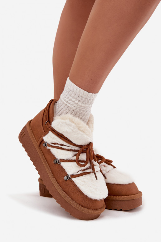 Žemas sniego batai su platforma su kailiuku D.Franklin DFSH370011 rudos spalvos