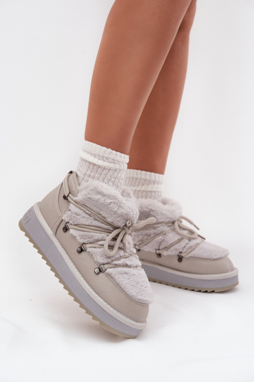 Žemas sniego batai su platforma su kailiuku D.Franklin DFSH370011 pilkos spalvos