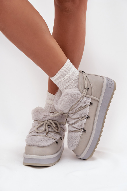 Žemas sniego batai su platforma su kailiuku D.Franklin DFSH370011 pilkos spalvos