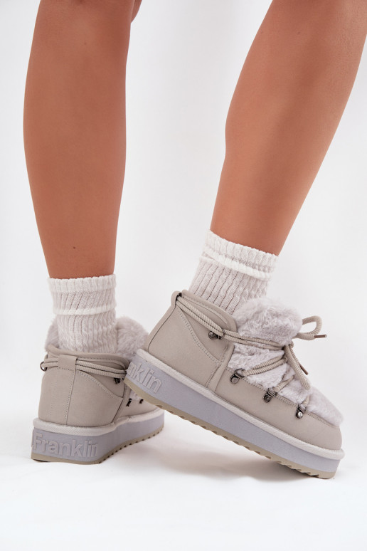Žemas sniego batai su platforma su kailiuku D.Franklin DFSH370011 pilkos spalvos