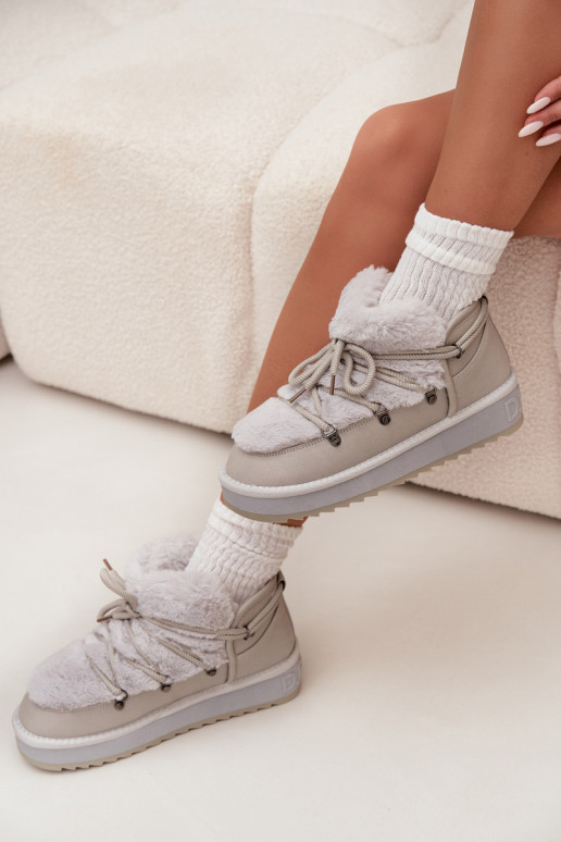 Žemas sniego batai su platforma su kailiuku D.Franklin DFSH370011 pilkos spalvos