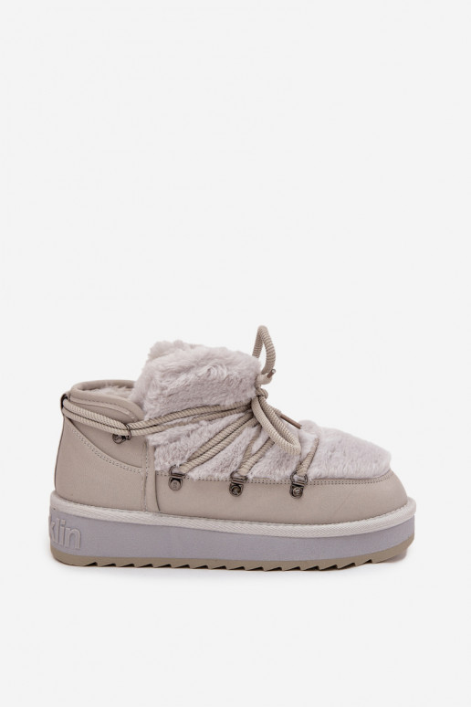 Žemas sniego batai su platforma su kailiuku D.Franklin DFSH370011 pilkos spalvos