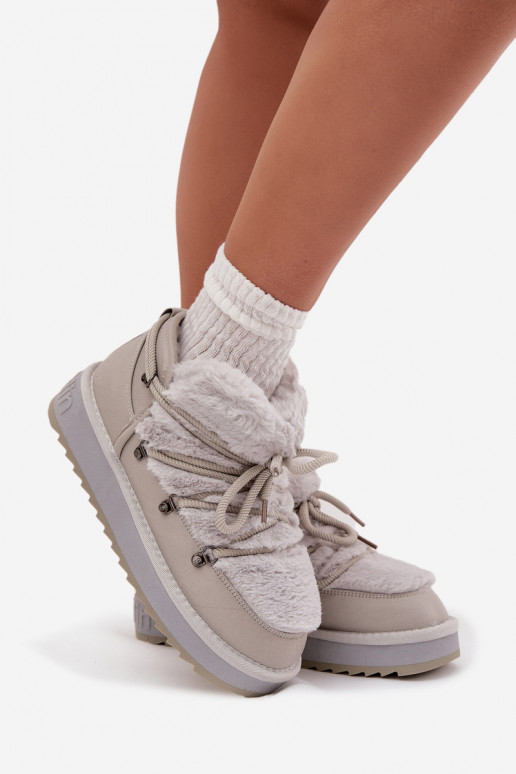 Žemas sniego batai su platforma su kailiuku D.Franklin DFSH370011 pilkos spalvos