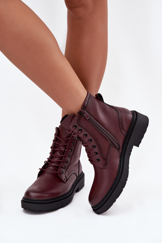 pašiltinti Moteriški aulinukaisuĮjungtaturalnej Skóry Sergio Leone BT25248-S bordo spalvos