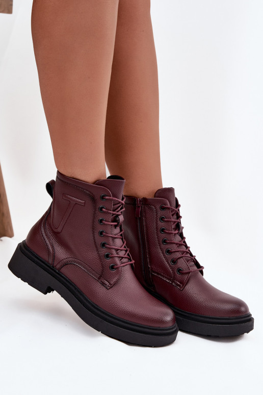 pašiltinti Moteriški aulinukaisuĮjungtaturalnej Skóry Sergio Leone BT25248-S bordo spalvos