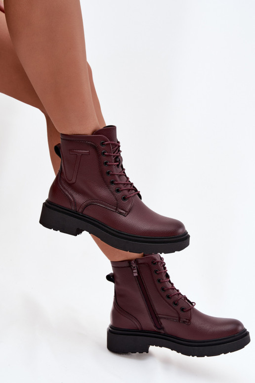 pašiltinti Moteriški aulinukaisuĮjungtaturalnej Skóry Sergio Leone BT25248-S bordo spalvos