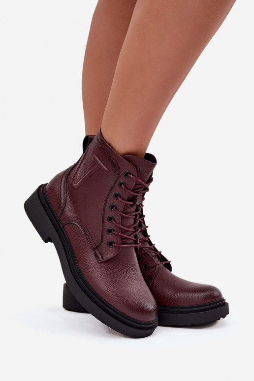 pašiltinti Moteriški aulinukaisuĮjungtaturalnej Skóry Sergio Leone BT25248-S bordo spalvos