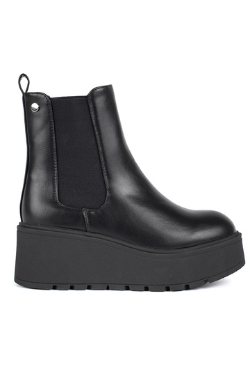 juodos spalvos Moteriški batai ant pleišto