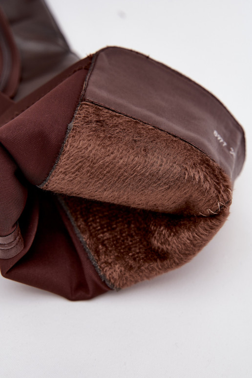 Įsispiriamo modelio moteriški ilgaauliai batai iš eko odos, šokoladinės spalvos, Sylvina