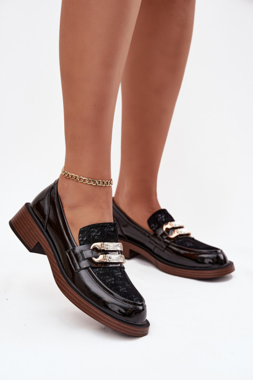 Oda Lakuoti mokasinai MoteriškassuOdobnym Detalem D&A MR52-173 juodos spalvos