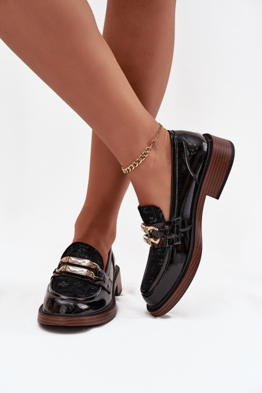 Oda Lakuoti mokasinai MoteriškassuOdobnym Detalem D&A MR52-173 juodos spalvos