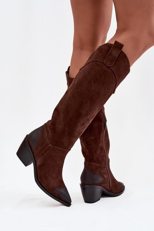 ilgaauliai batai kaubojiško stiliaus Moteriškas su kulniukaissuĮjungtaturalnego iš zomšosu Artiker 57C0230 rudos spalvos