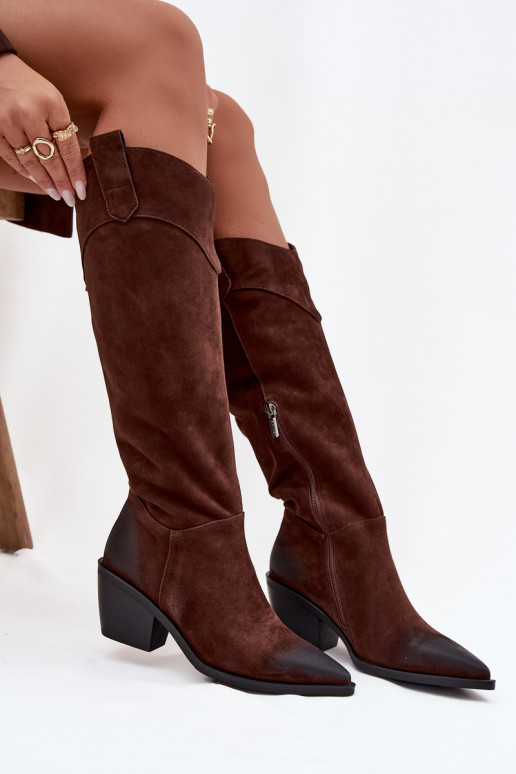 ilgaauliai batai kaubojiško stiliaus Moteriškas su kulniukaissuĮjungtaturalnego iš zomšosu Artiker 57C0230 rudos spalvos