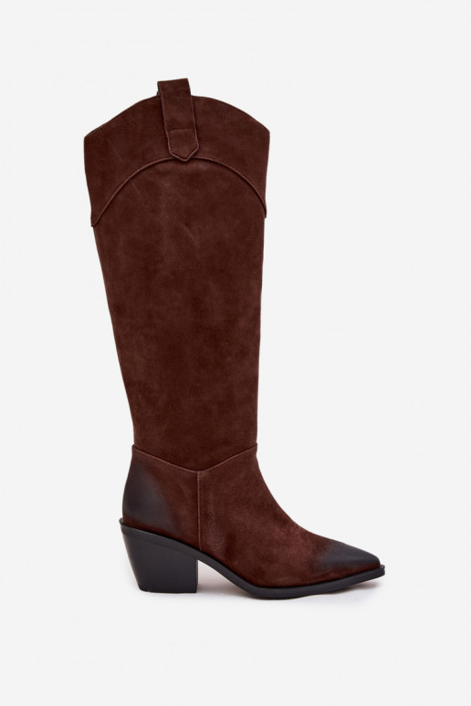 ilgaauliai batai kaubojiško stiliaus Moteriškas su kulniukaissuĮjungtaturalnego iš zomšosu Artiker 57C0230 rudos spalvos