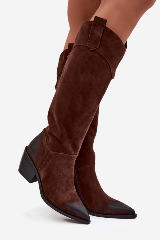 ilgaauliai batai kaubojiško stiliaus Moteriškas su kulniukaissuĮjungtaturalnego iš zomšosu Artiker 57C0230 rudos spalvos