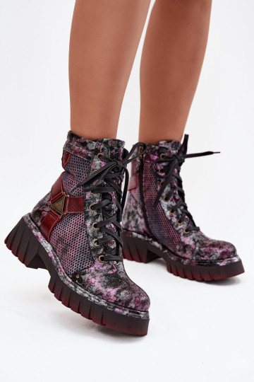 Oda Darbiniai kulkšnies batai Moteriškas Tai turiciejka 07072-23 bordo spalvos