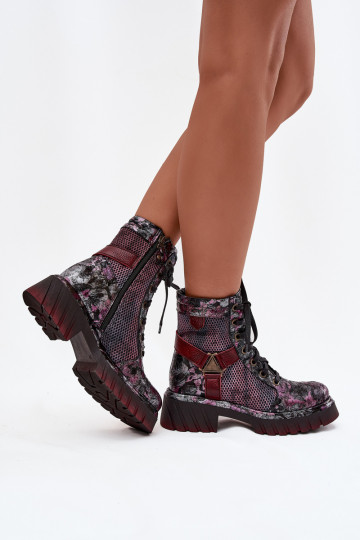 Oda Darbiniai kulkšnies batai Moteriškas Tai turiciejka 07072-23 bordo spalvos 2