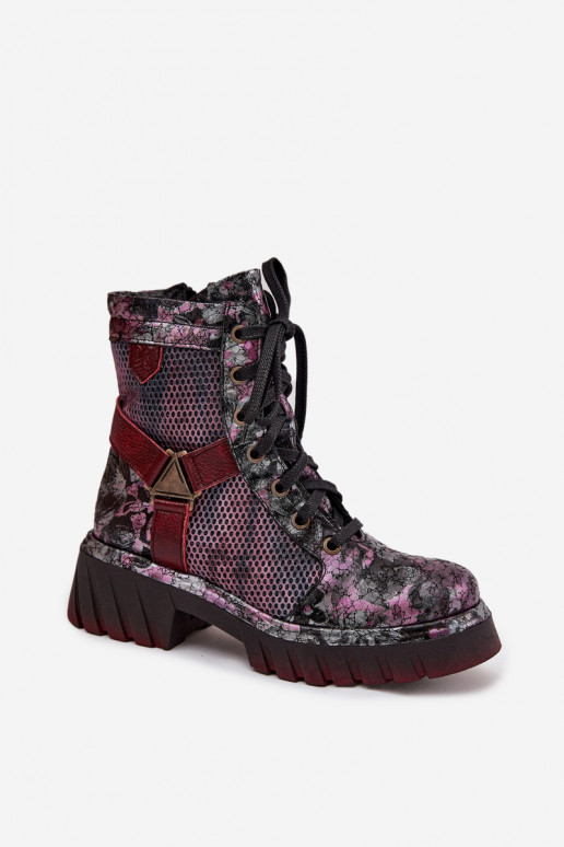 Oda Darbiniai kulkšnies batai Moteriškas Tai turiciejka 07072-23 bordo spalvos