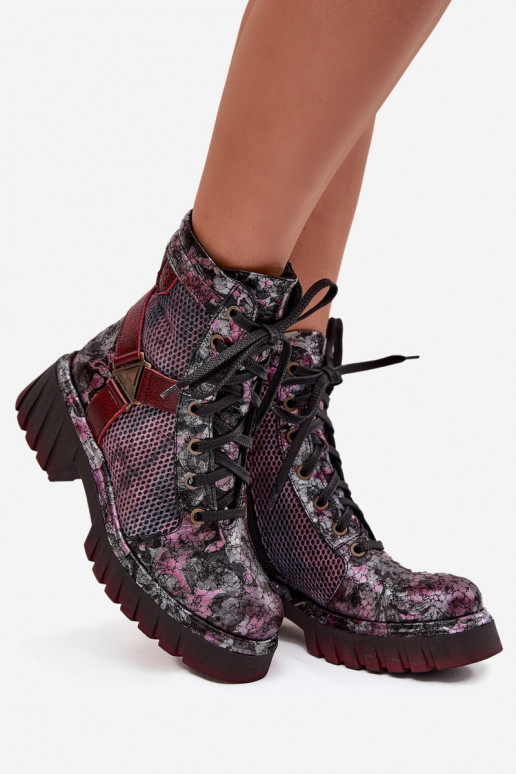 Oda Darbiniai kulkšnies batai Moteriškas Tai turiciejka 07072-23 bordo spalvos