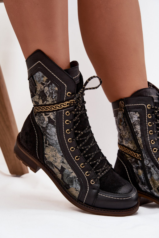 Moteriški aulinukaisuĮjungtaturalnej Skóry Tai turiciejka 07097-01 Juodos ir-aukso spalvos