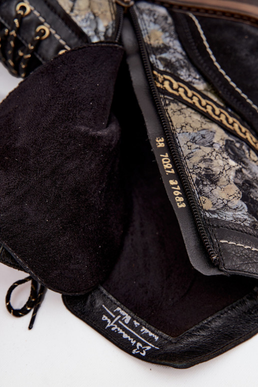 Moteriški aulinukaisuĮjungtaturalnej Skóry Tai turiciejka 07097-01 Juodos ir-aukso spalvos