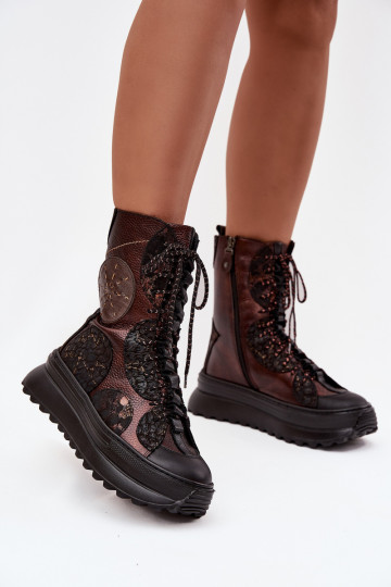 Oda Aulinukai su platforma pašiltinti Tai turiciejka 06565-02 rudos-aukso spalvos 2