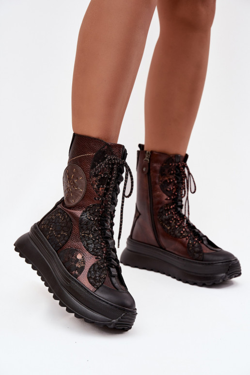 Oda Aulinukai su platforma pašiltinti Tai turiciejka 06565-02 rudos-aukso spalvos