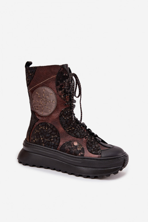 Oda Aulinukai su platforma pašiltinti Tai turiciejka 06565-02 rudos-aukso spalvos