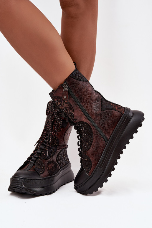 Oda Aulinukai su platforma pašiltinti Tai turiciejka 06565-02 rudos-aukso spalvos