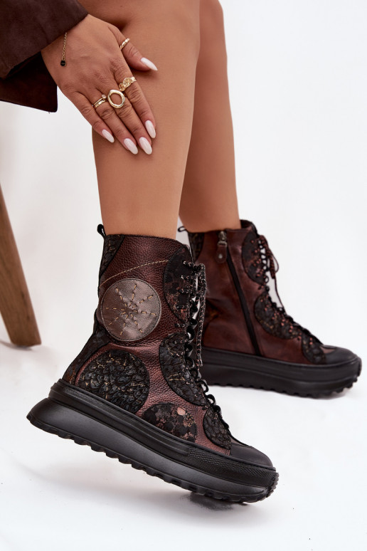 Oda Aulinukai su platforma pašiltinti Tai turiciejka 06565-02 rudos-aukso spalvos