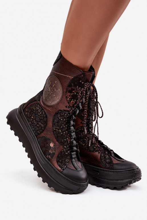 Oda Aulinukai su platforma pašiltinti Tai turiciejka 06565-02 rudos-aukso spalvos