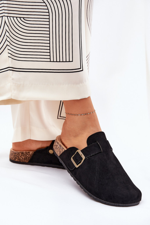 Šlepetės Klumpės Moteriškas i su platforma su sagtimis juodos spalvos Selio