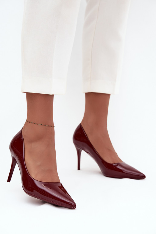 Moteriški lakiniai aukštakulniai bateliai „Jadira" smailiais galais, bordo spalvos