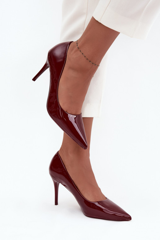 Moteriški lakiniai aukštakulniai bateliai „Jadira" smailiais galais, bordo spalvos