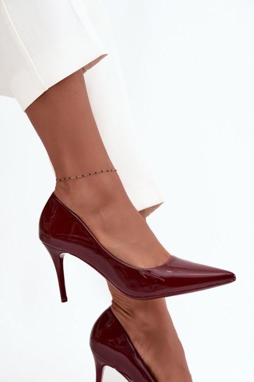 Moteriški lakiniai aukštakulniai bateliai „Jadira" smailiais galais, bordo spalvos