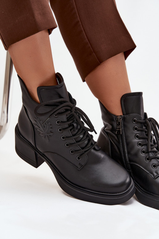 Moteriški natūralios odos aulinukai su kločkėmis, pašiltinti, Vinceza 39950 juodos spalvos