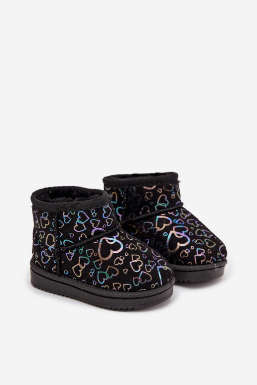 Vaikiški sniego batai su širdutėmis Calivine juodos spalvos