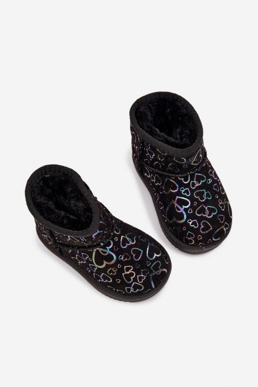 Vaikiški sniego batai su širdutėmis Calivine juodos spalvos