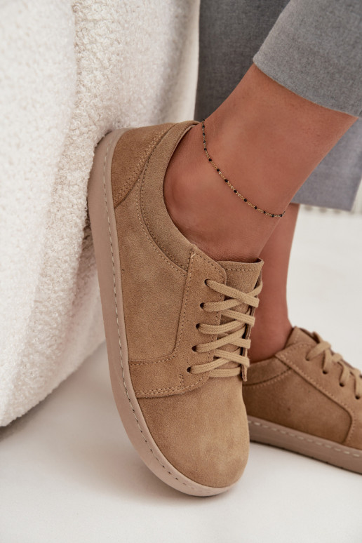 Laisvalaikio natūralaus zomšo batai "Barefoot" tipo Zazoo 314 smėlio spalvos