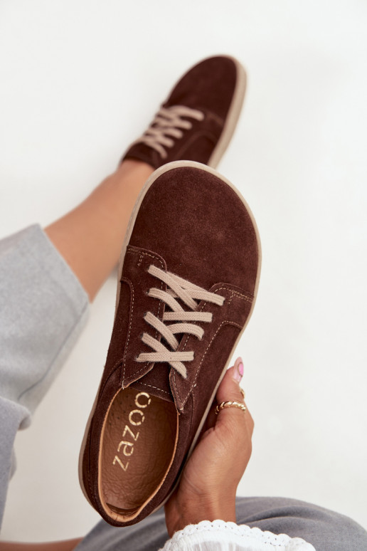 laisvalaikio batai iš natūralios zomšos Zazoo 314 šokoladinės spalvos