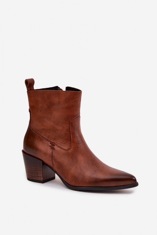 Oda kaubojiško stiliaus aulinukai Moteriškas su kulniukais pašiltinti Zazoo 60565 rudos spalvos